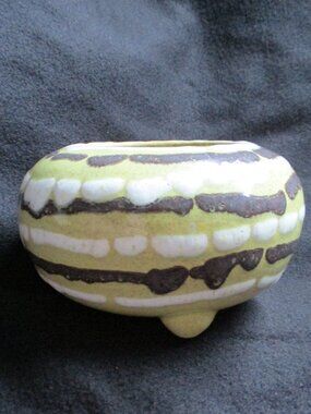Vintage Mid 20th century unique rare ceramic vase footed bowl mid century modern